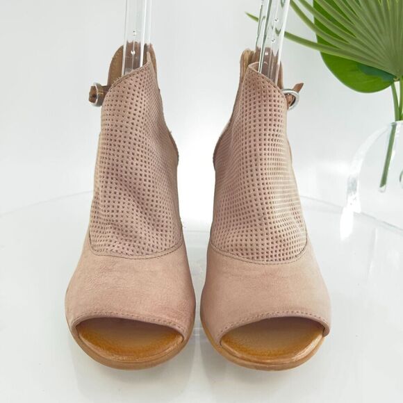 Miz Mooz Knox Sandal Women 38 8 Blush Pink Leather Wedge Boho Open Toe Bootie - Picture 5 of 16